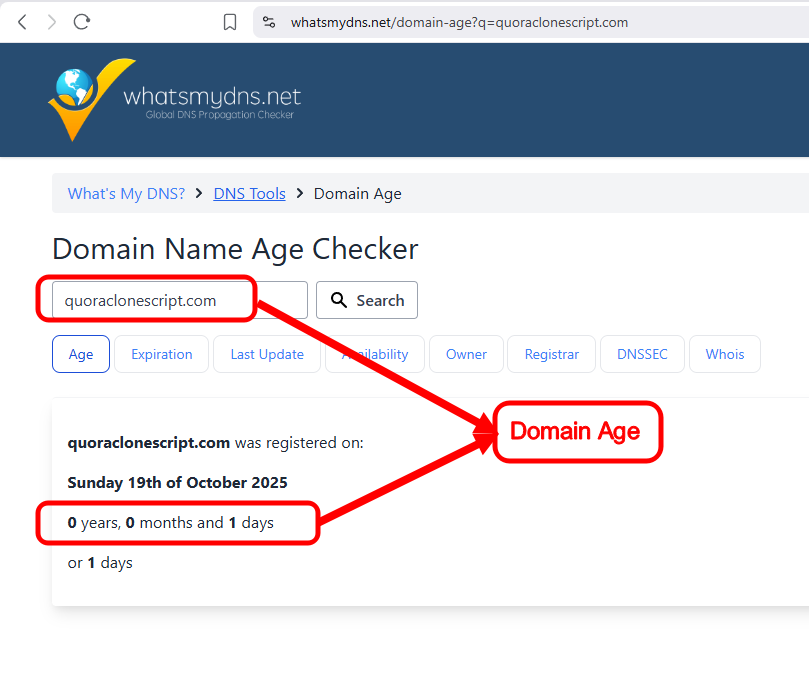 Domain Age Proof